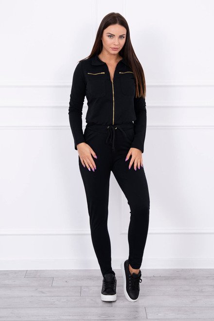  Jumpsuit cu Fermoar Negru