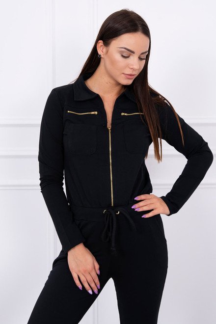  Jumpsuit cu Fermoar Negru